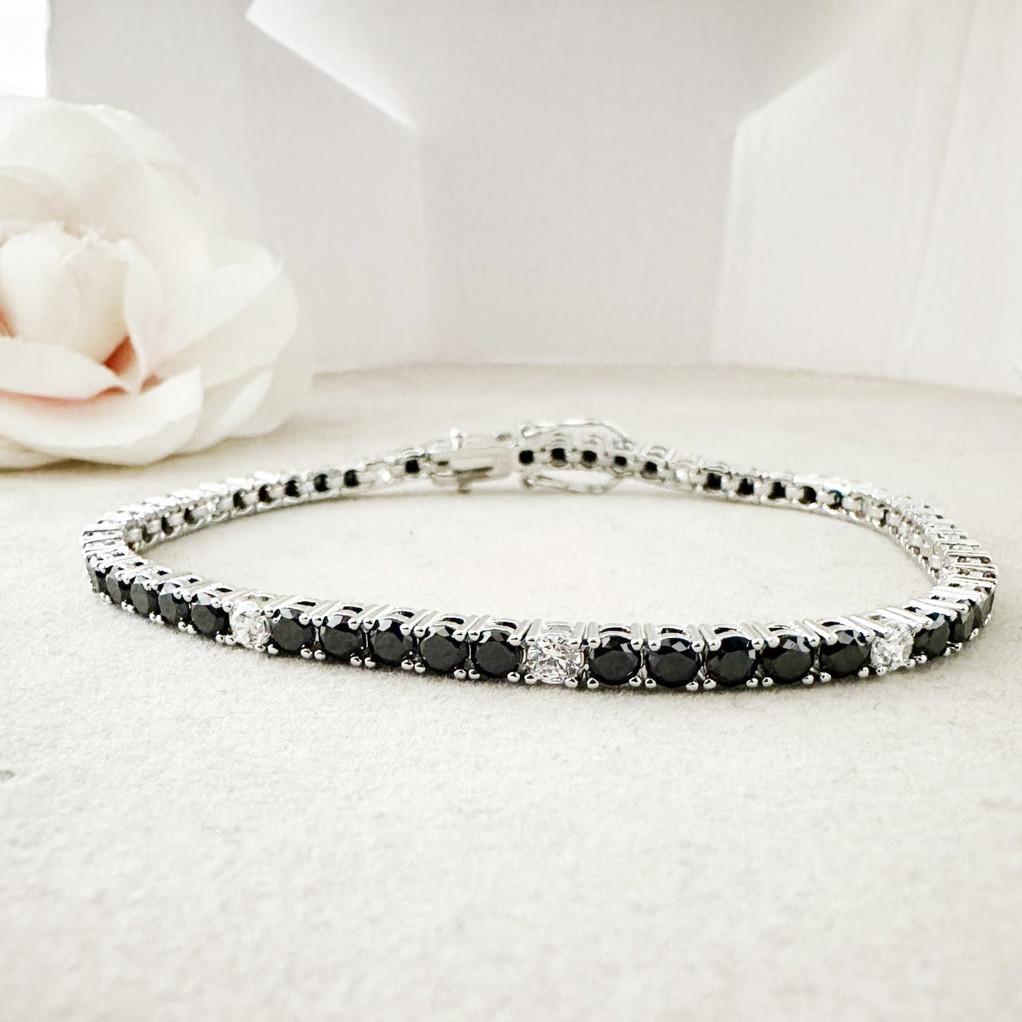 bracciale tennis bicolore argento