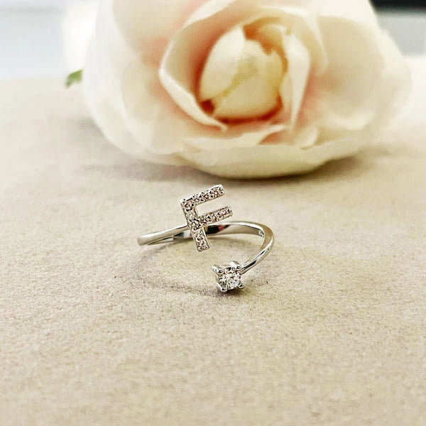 Anello Contrariè con Iniziale in Argento 925