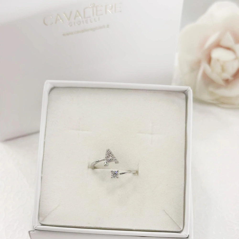Anello Contrariè con Iniziale in Argento 925