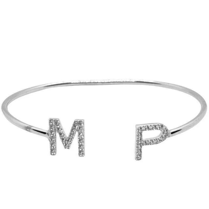 bracciale rigido con iniziali argento 925
