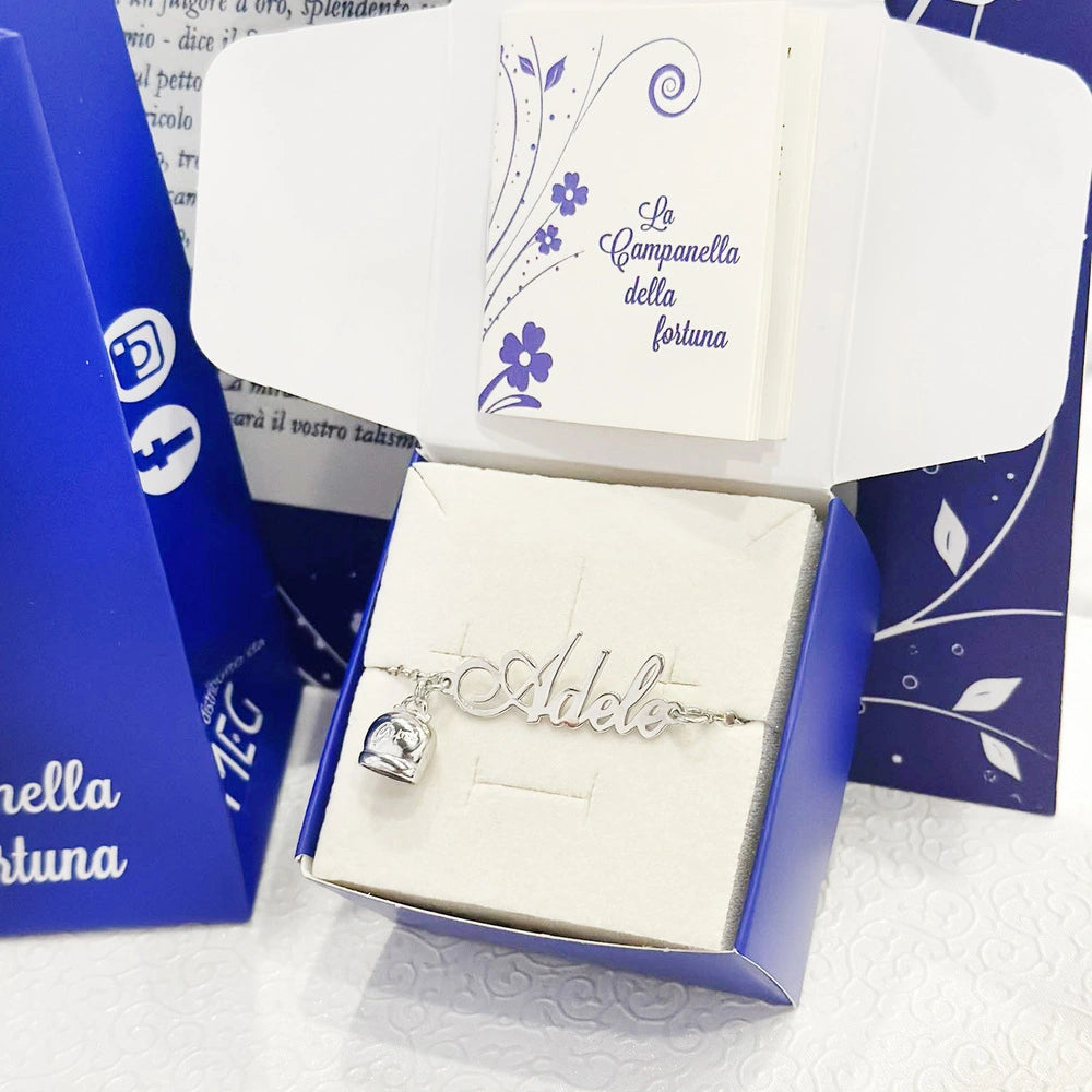 Bracciale con Nome Capri Campanella Portafortuna Argento 925