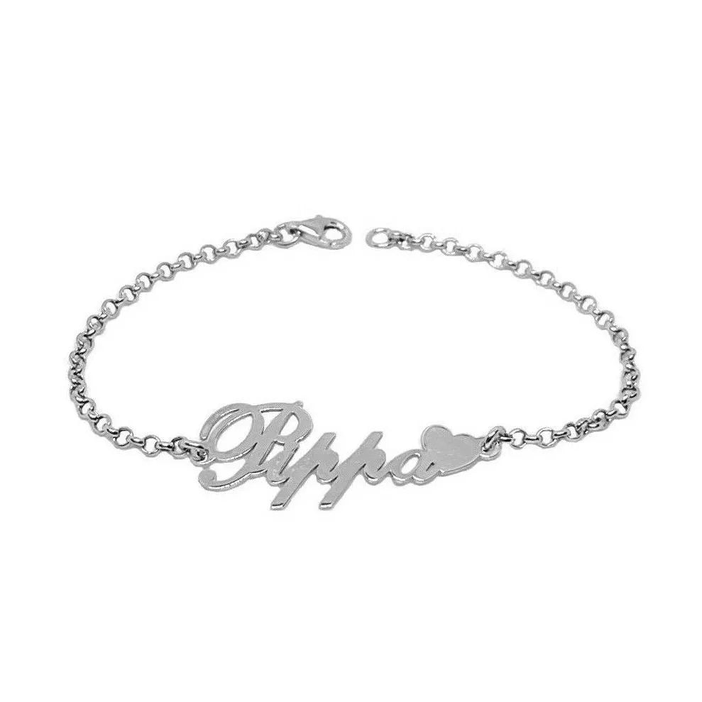 bracciale nome cuore argento 925 personalizzato