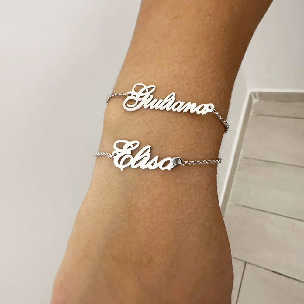 Bracciale con Nome Personalizzato in Argento 925 o Dorato