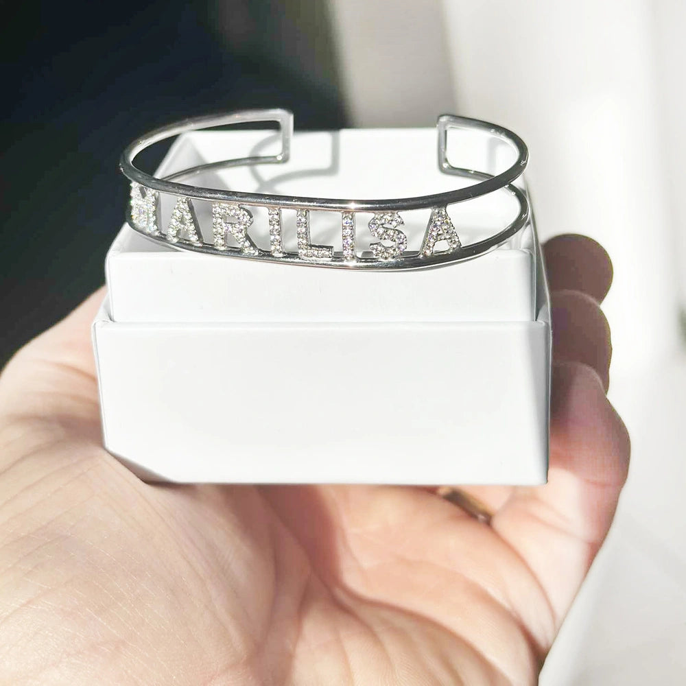 Bracciale Rigido con Nome in Argento 925 Personalizzato