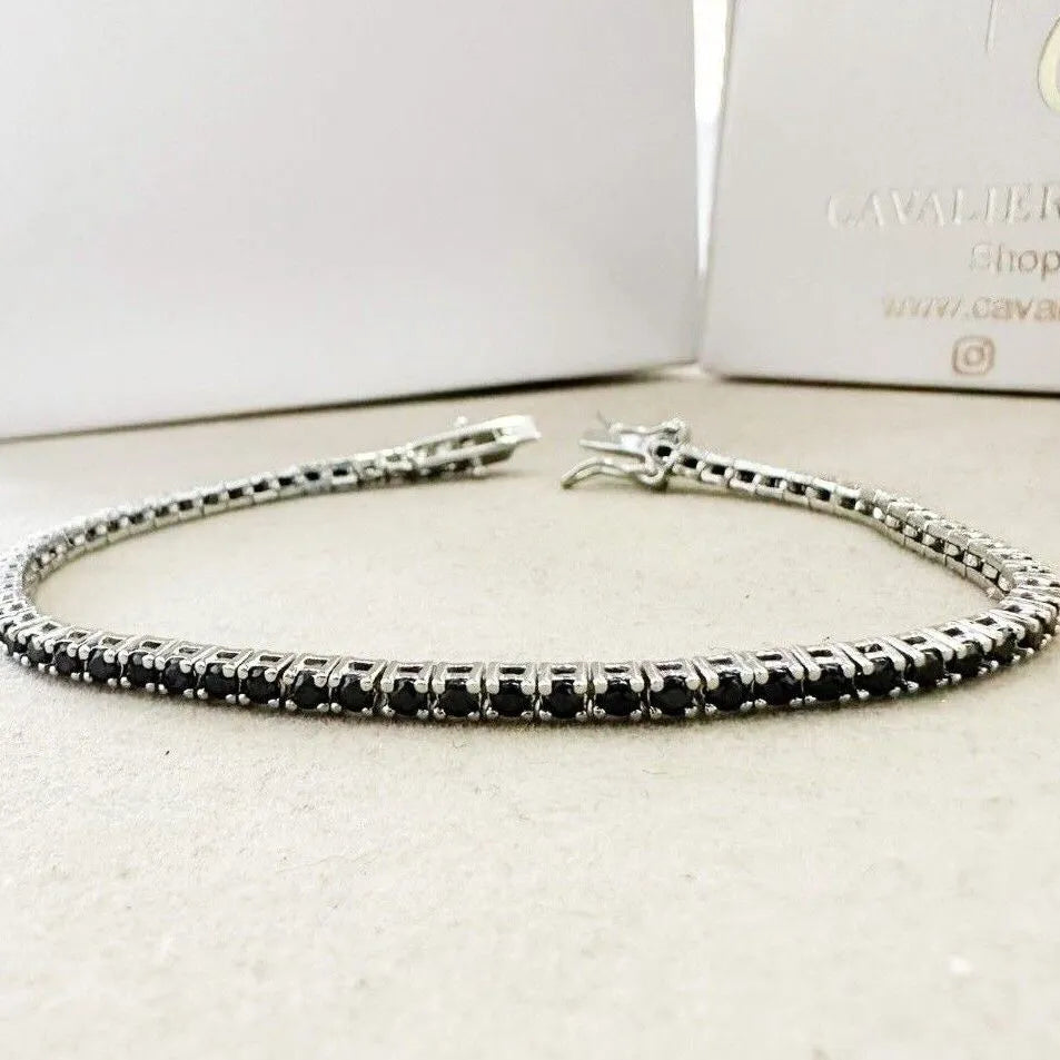Bracciale Tennis Nero Argento 925 2,5 mm