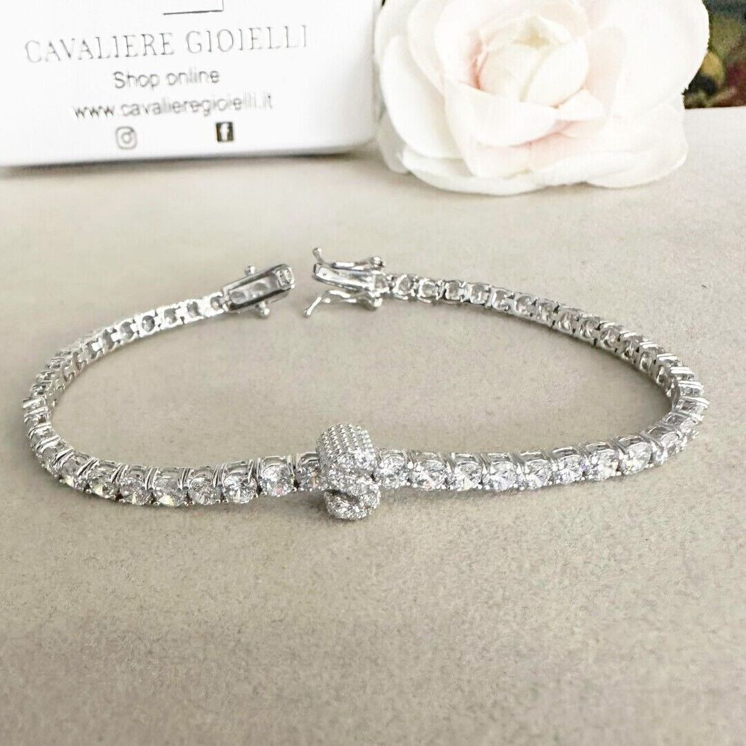 bracciale tennis in argento con iniziale