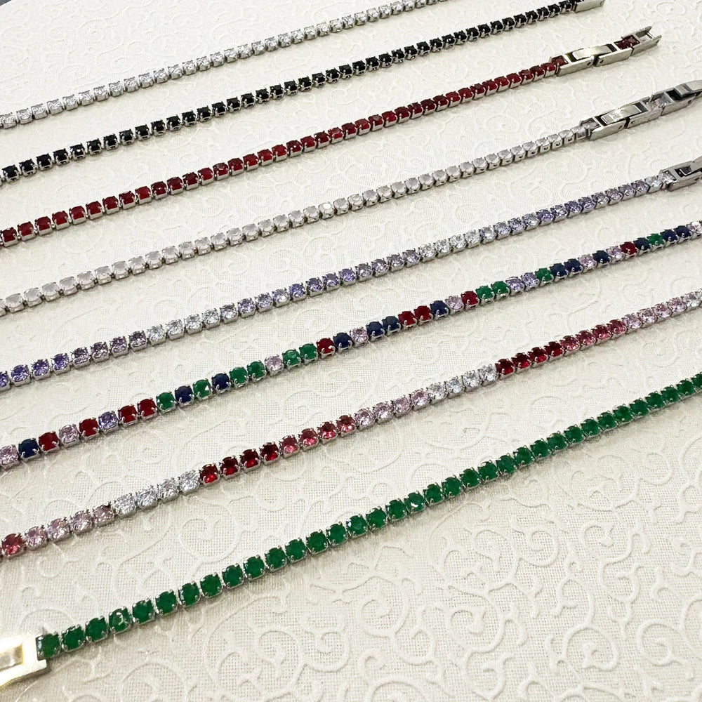 Bracciale Tennis Acciaio Vari Colori