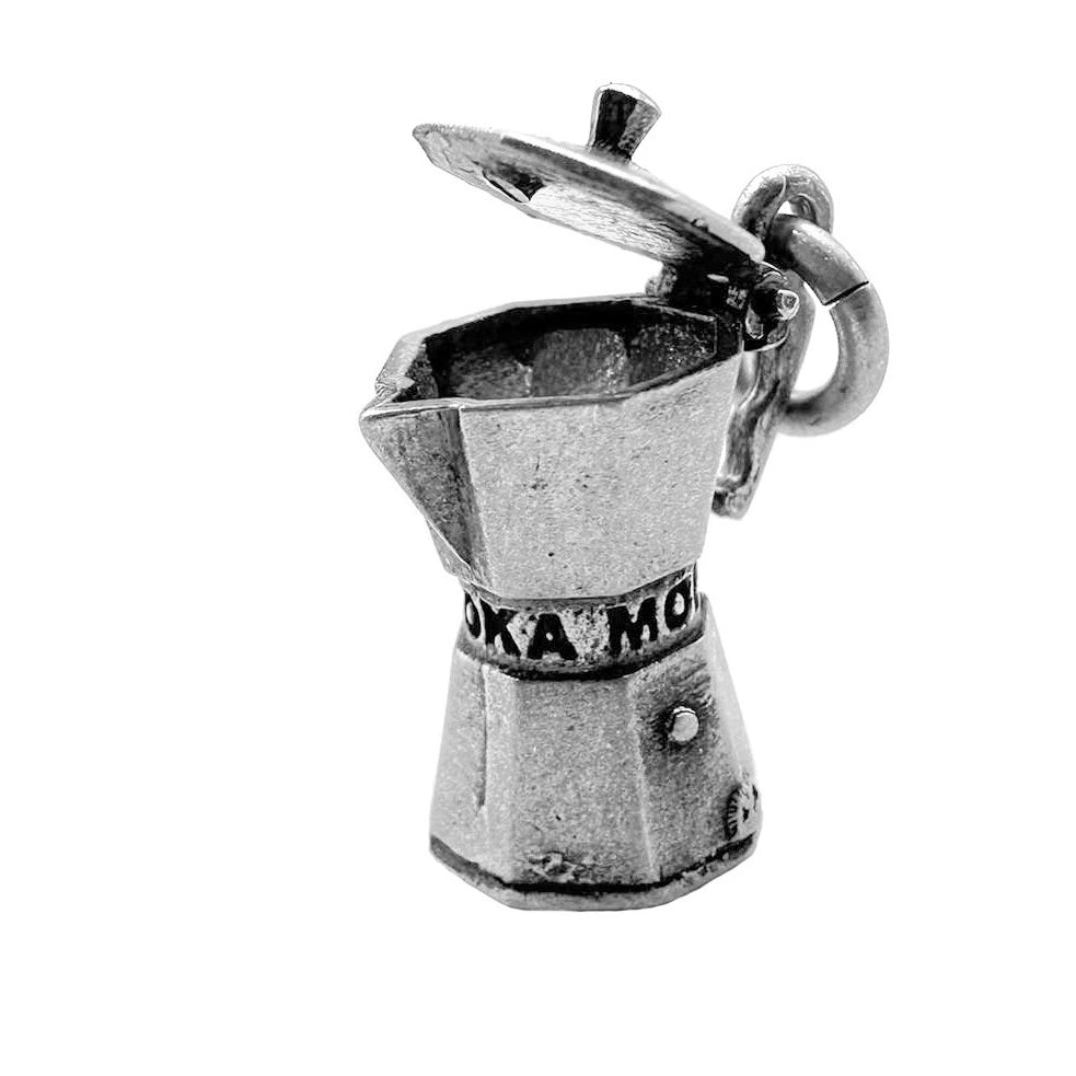ciondolo caffettiera moka in argento