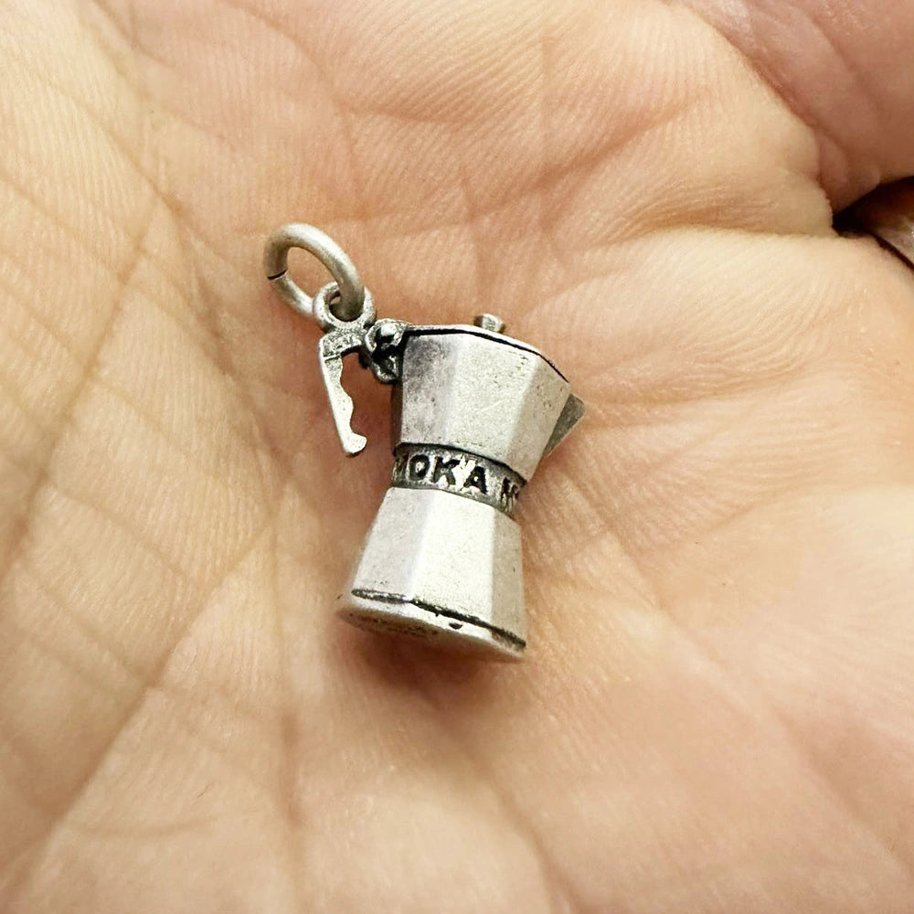 ciondolo caffettiera moka in argento