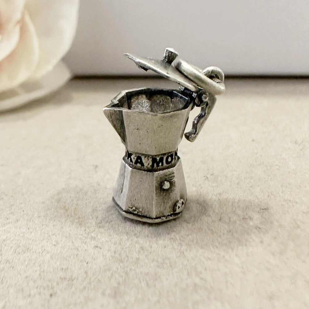 ciondolo caffettiera moka in argento