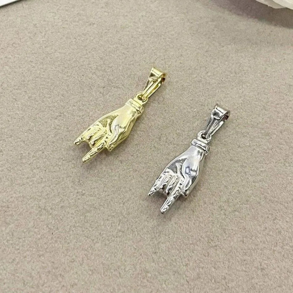 ciondolo portafortuna mano corna argento