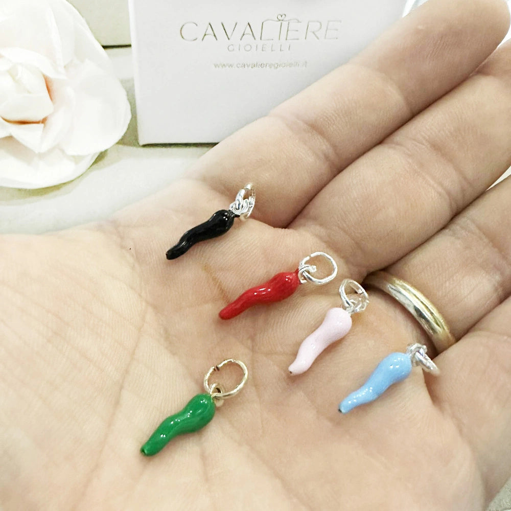 Collana Cornetto Portafortuna - Minimal, In Lega Di Zinco, Placcata Rodio, 45 Cm - Foto 3