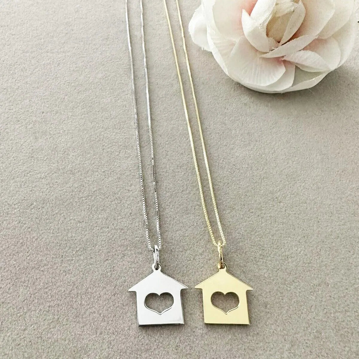 collana ciondolo casa famiglia argento dorata