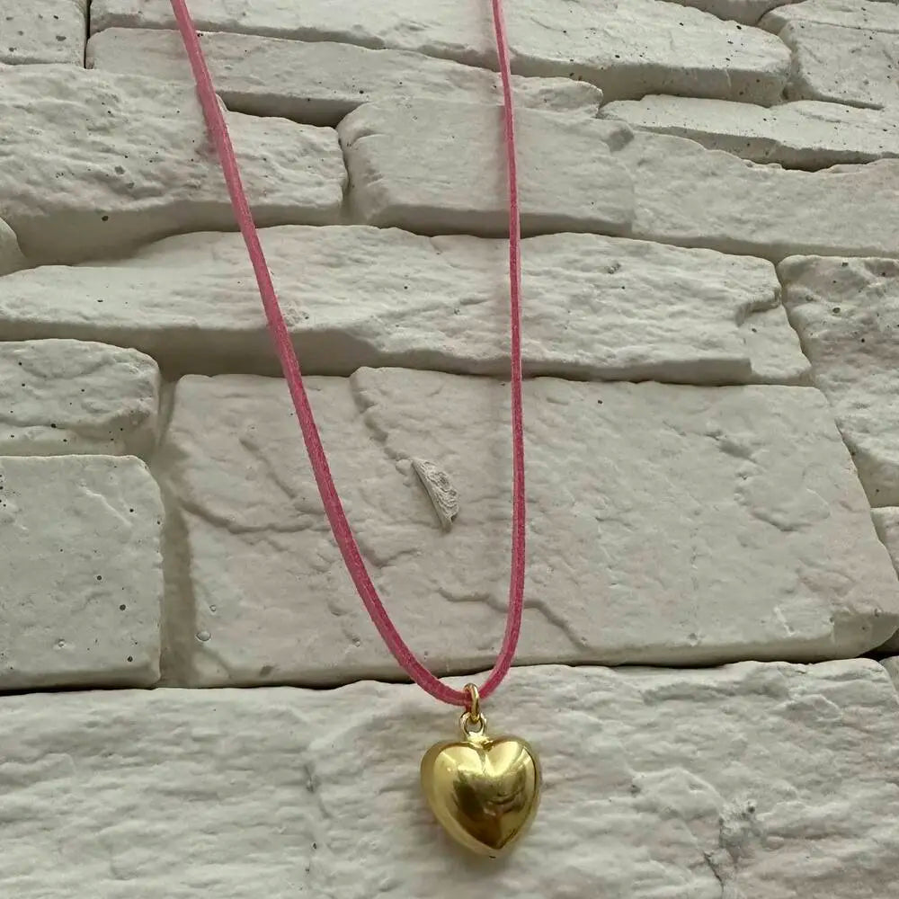 collana cuore cordino colorato