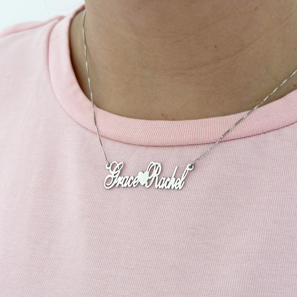 collana con doppio nome argento personalizzato
