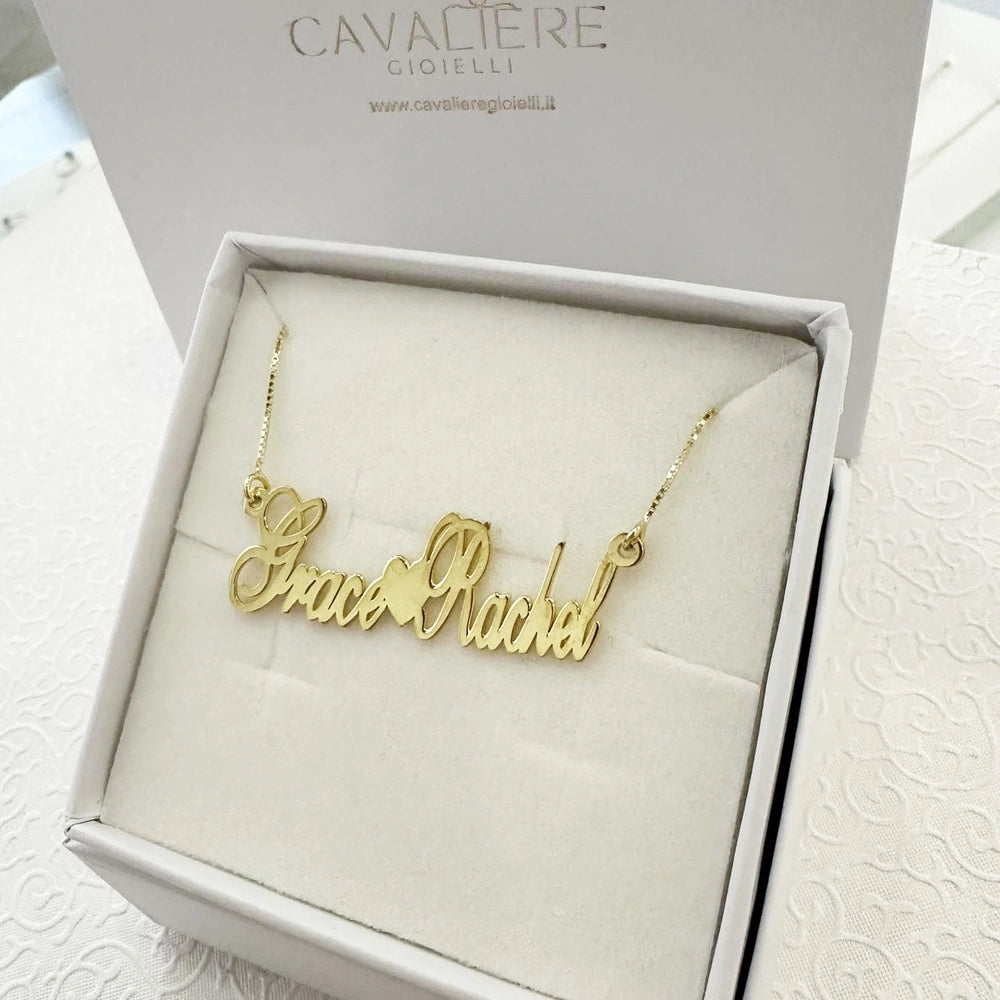 collana con doppio nome argento personalizzato