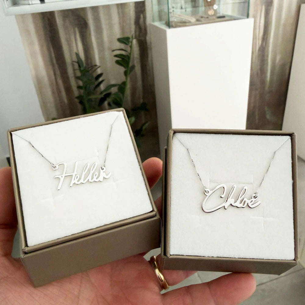 Collana con Nome Personalizzato Stile FIRMA in Argento 925