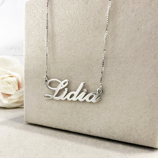 collana con nome e diamante