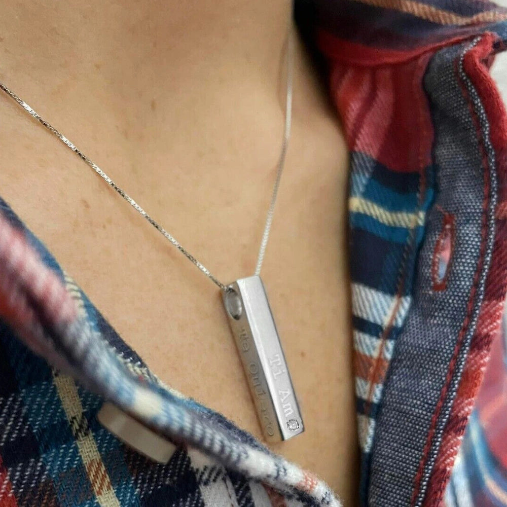 collana barra personalizzata argento diamante
