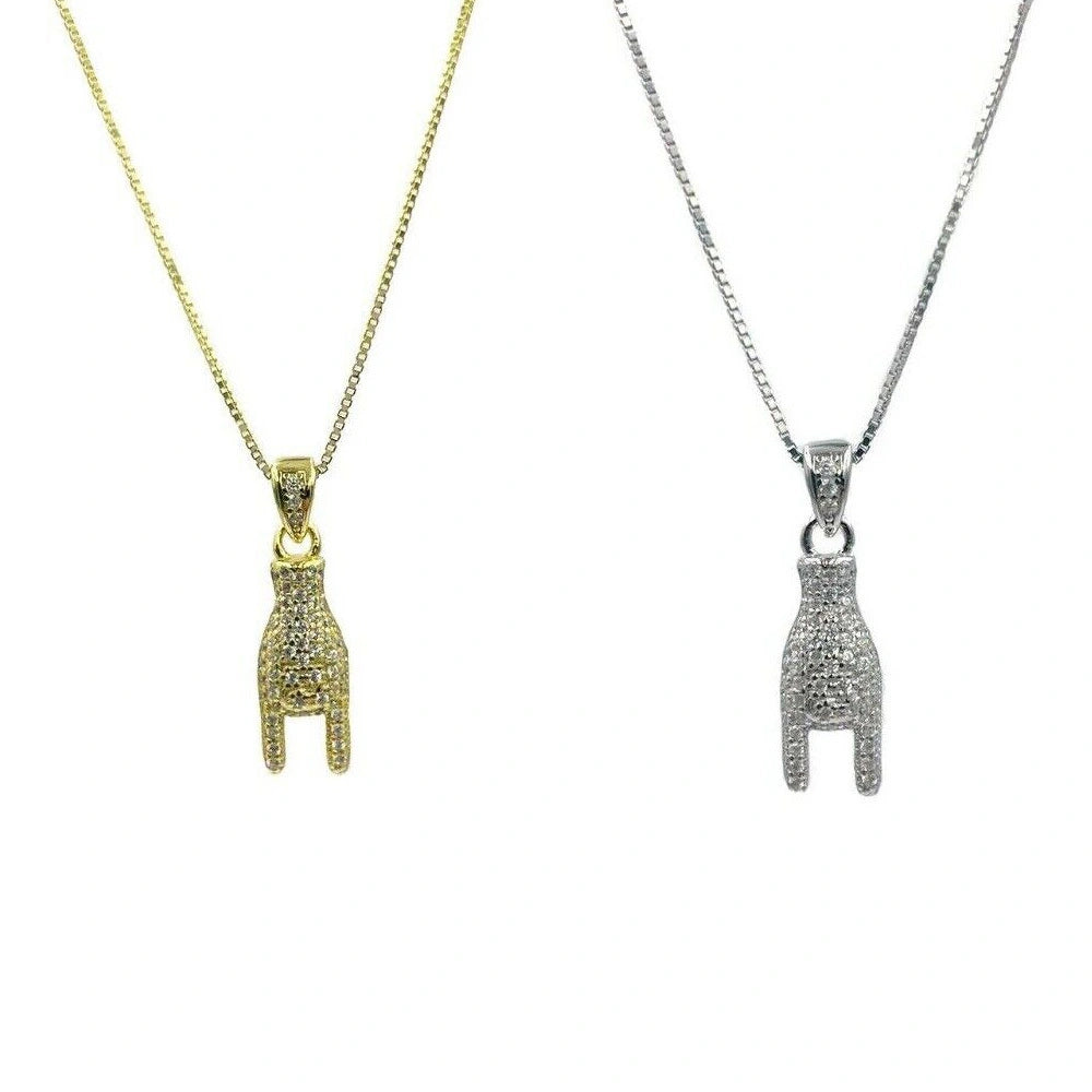collana mano corna argento dorato
