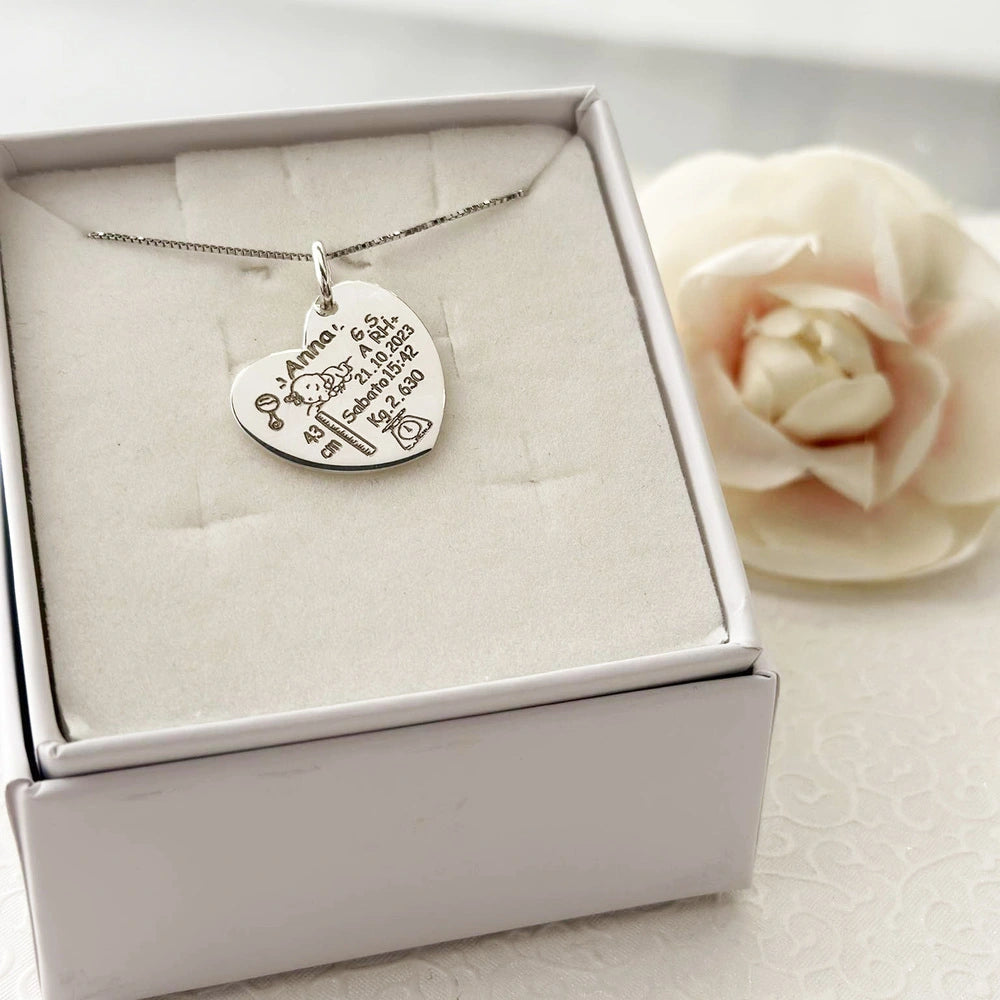 collana cuore nascita argento 925
