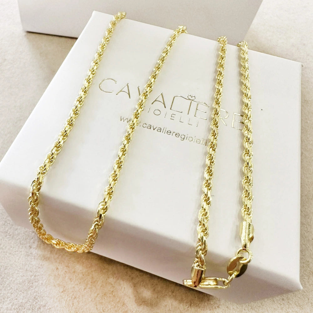 collana funetta corda argento 925 dorato