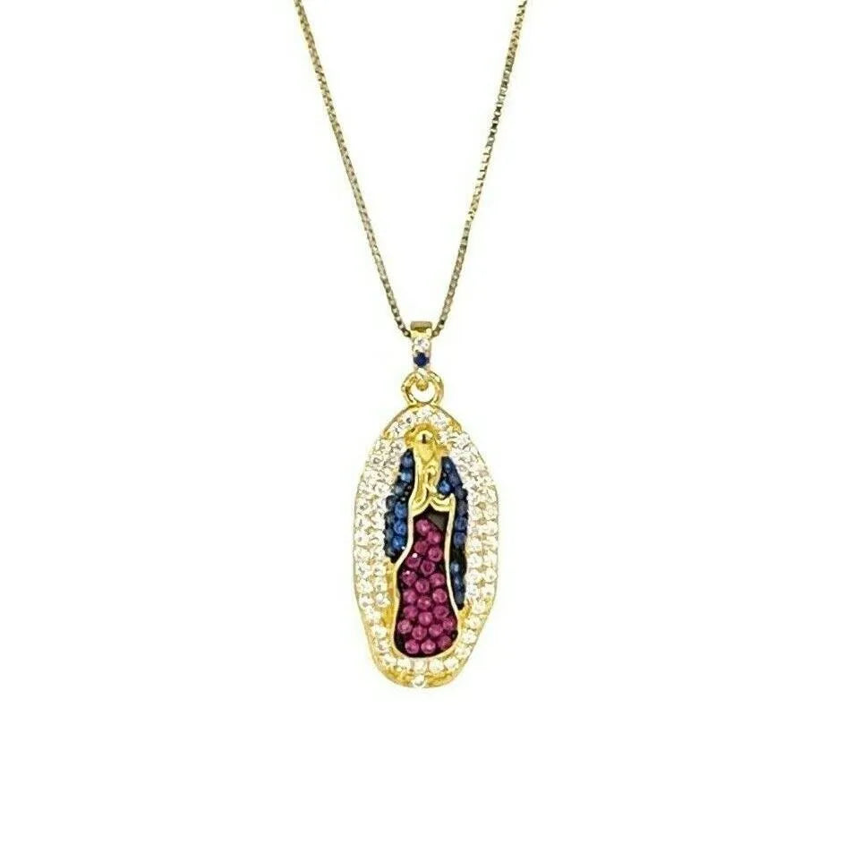 collana madonna di guadalupe argento dorata donna
