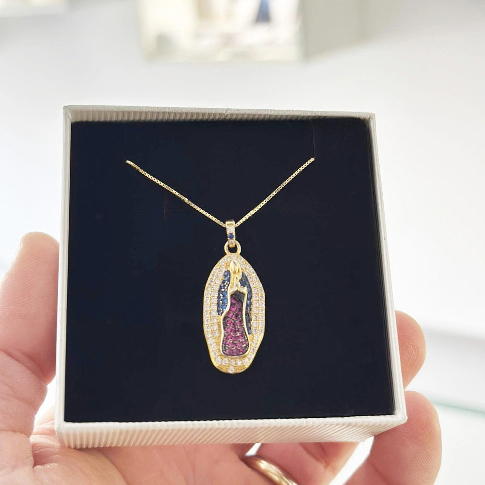 collana madonna di guadalupe argento dorata donna