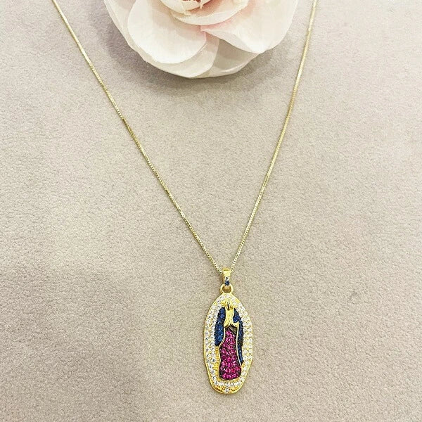 collana madonna di guadalupe argento dorata donna