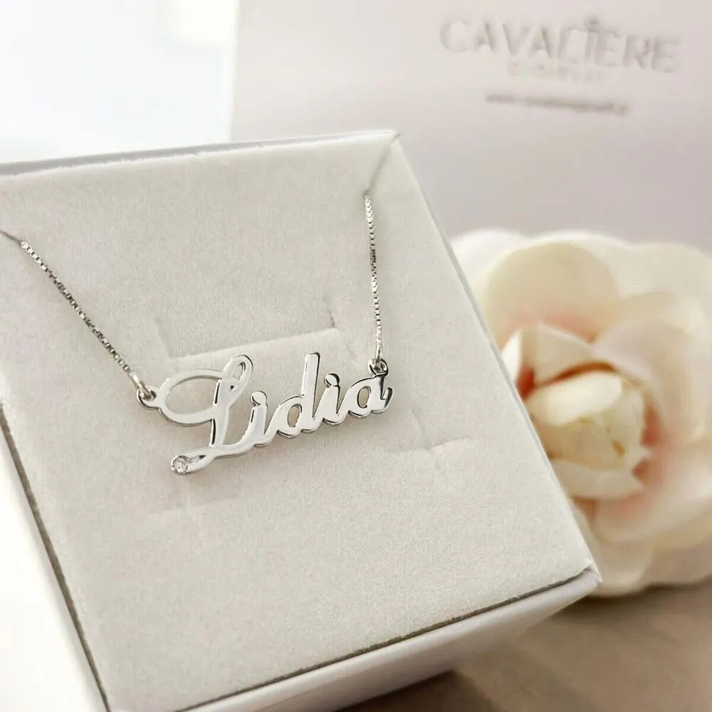 collana con nome e pietra argento