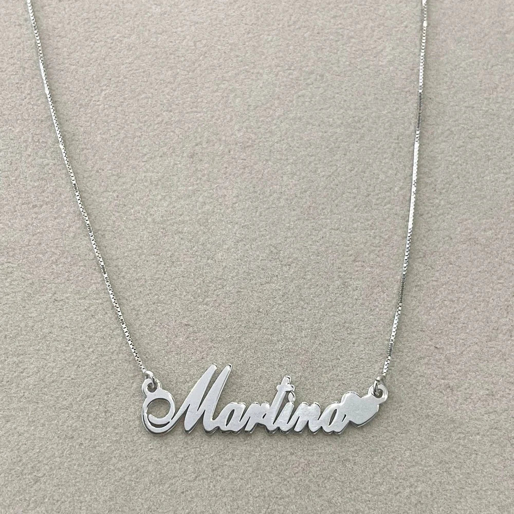 collana con nome e cuore argento