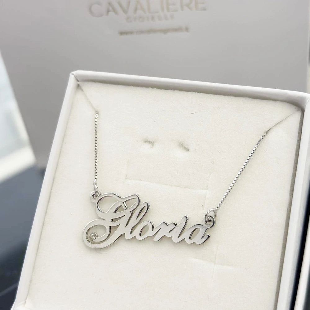 collana con nome e pietra argento