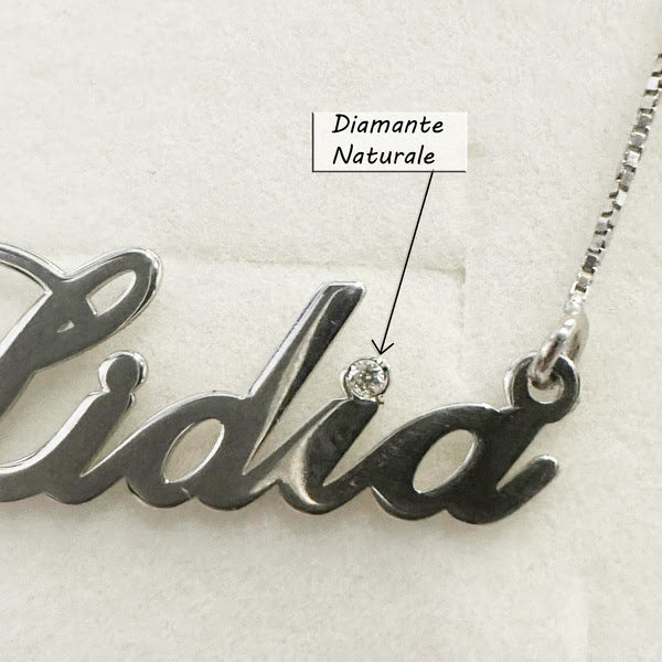 collana con nome e diamante