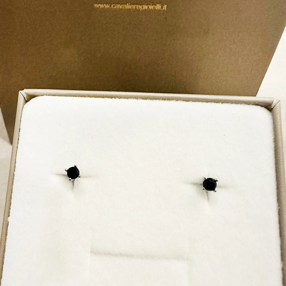 orecchini punto luce nero argento 925