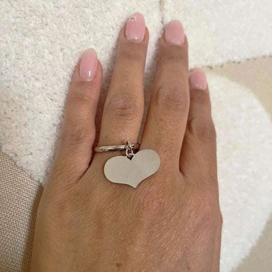 Anello Cuore Pendente in Argento 925 (incisione omaggio)