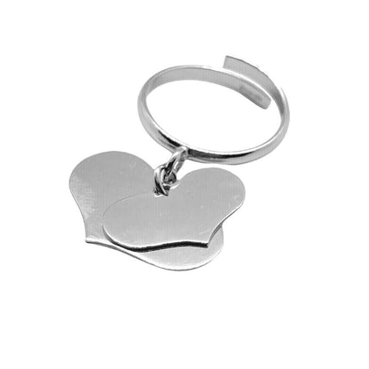 anello con cuori pendenti in argento