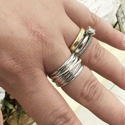 Anello In Argento Sterling 925 Massiccio Con Fascia Larga 6 Mm, Senza - Foto 7