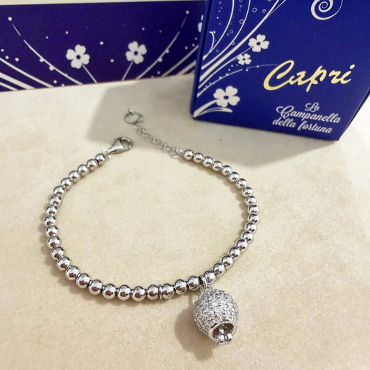 Bracciale con Campanella in Argento Portafortuna Capri Zirconata