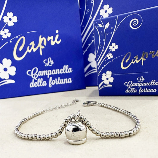 bracciale con campanella capri portafortuna in argento 