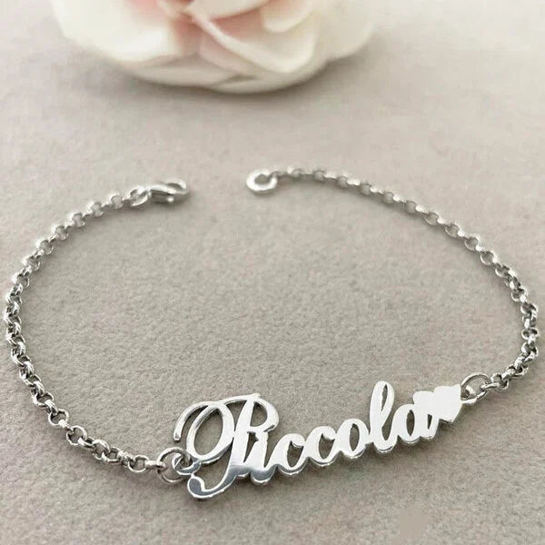 bracciale nome cuore argento 925 personalizzato