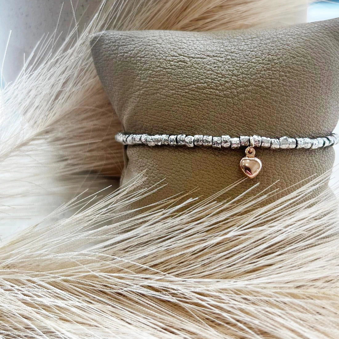 Bracciale con Pepite e Cuore Argento 925