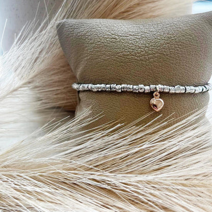 Bracciale con Pepite e Cuore Argento 925