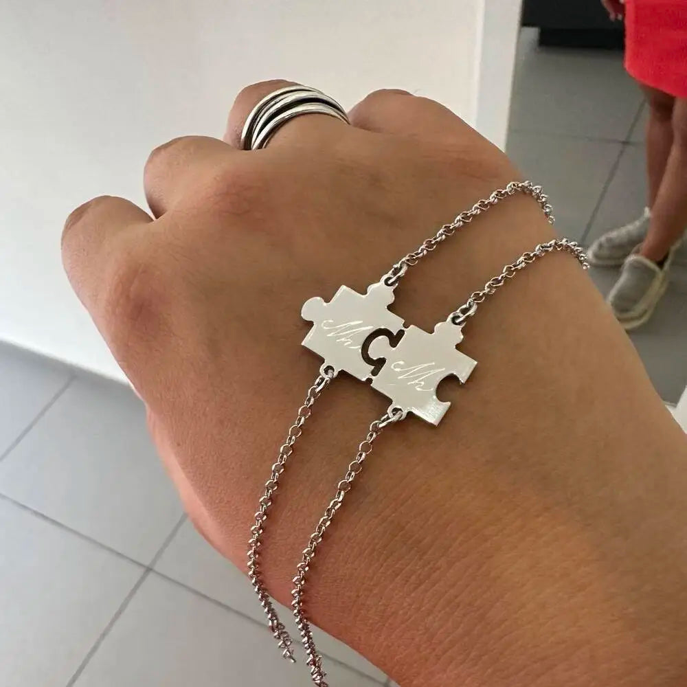 bracciale puzzle spezzato coppia argento