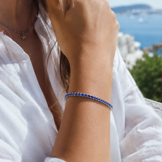 Bracciale Tennis Blu Argento 925 3 mm