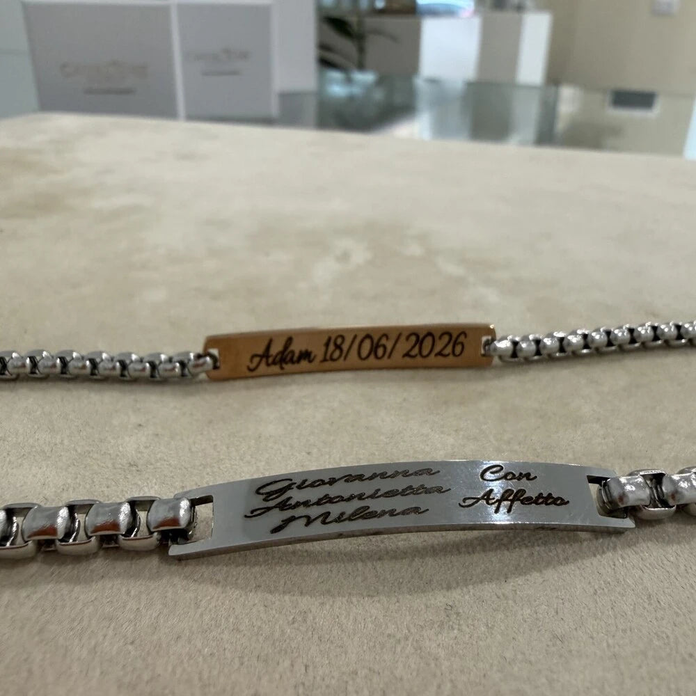 Bracciale Personalizzato Uomo Piastrina Acciaio
