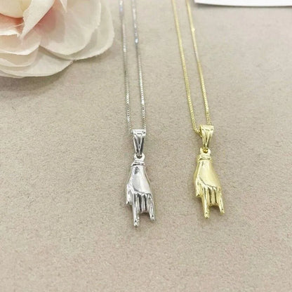 collana mano corna argento dorato