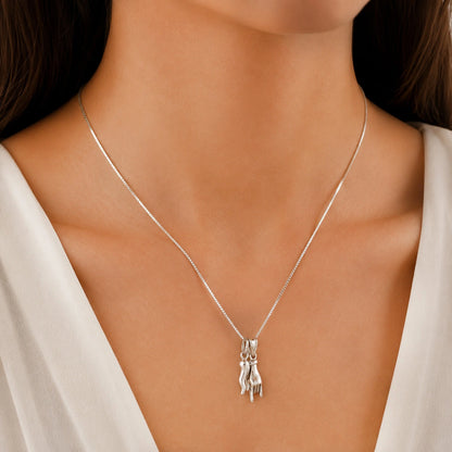 Collana Corna Scaramantica e Cornetto Portafortuna Argento