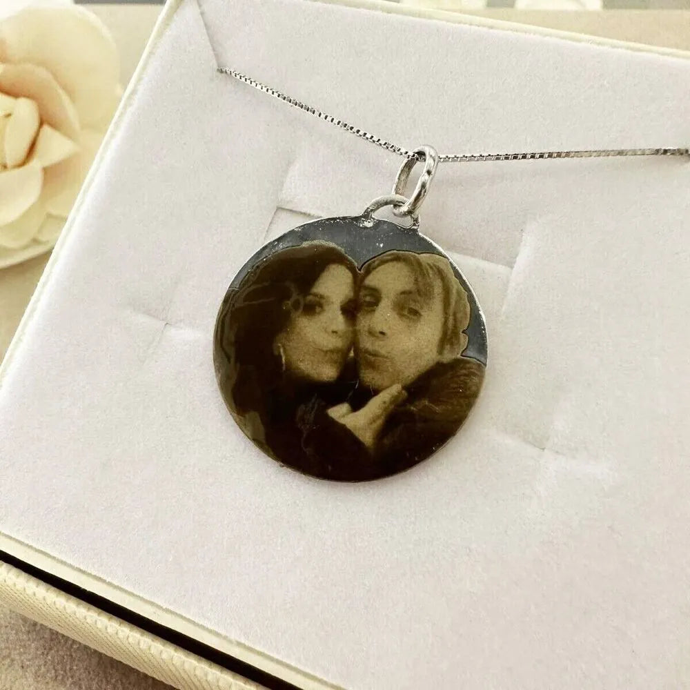 ChicSilver Collana Personalizzata Con Foto E Incisione - Ciondolo Cuore Argento 925