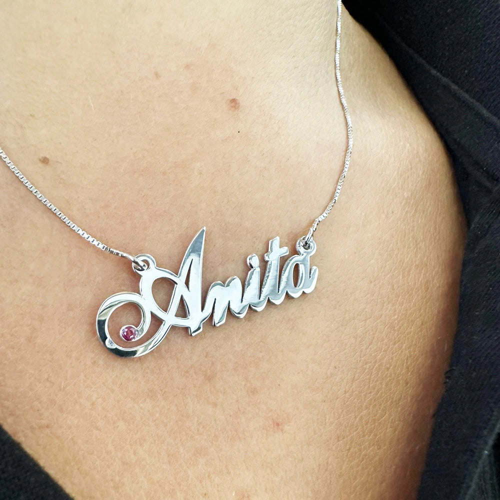 collana con nome e pietra argento