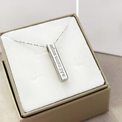 Collana con Nome in Argento Lingotto Diamante Personalizzato
